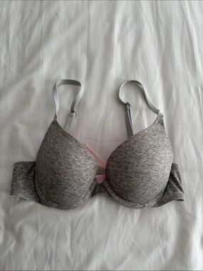 PINK Grey Heather Push-Up Bra